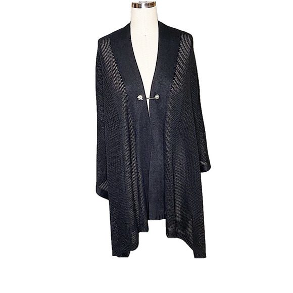 Open Knit Coverup Poncho Sweater Cardigan Coat Calvin Klein Travelin Light OS - Picture 1 of 8
